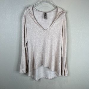 Couture Women's Pullover Hooded Sweater Regular Fit Long Sleeve Beige Size Large